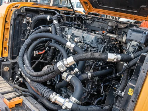 Mobile equipment hose bay